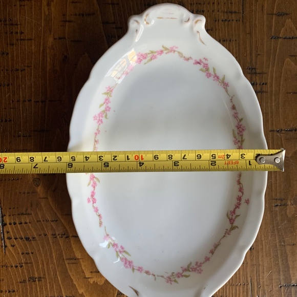 Vienna Austria Oval China Serving Platter Pink Floral Pattern 9" x 6" Oval - Picture 8 of 9